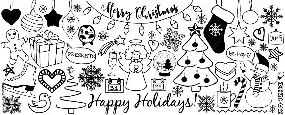 Christmas doodles banner Christmas doodles banner