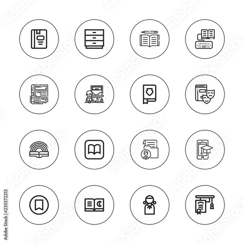 Collection of 16 outline library icons photo