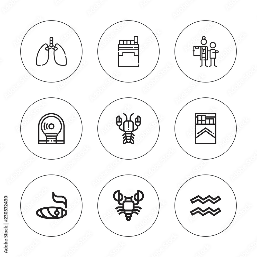 Collection of 9 outline cancer icons Collection of 9 outline cancer icons