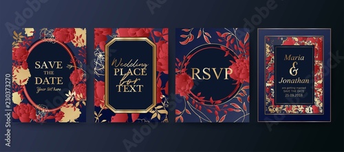Set of elegant brochure, card, background, cover, wedding invitation. Floral arrangements. Save the date.