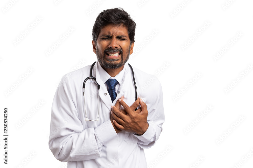 Indian doctor having cardiac attack. Indian doctor having cardiac attack.