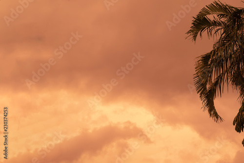 Fiery orange sky before heavy rain.