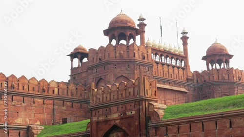 Defensive walls of Red Fort in Delhi, India. Steadicam shot photo