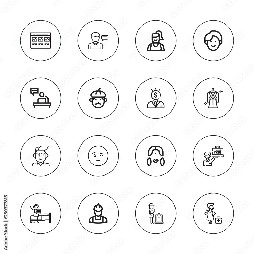 Collection of 16 outline avatar icons Collection of 16 outline avatar icons