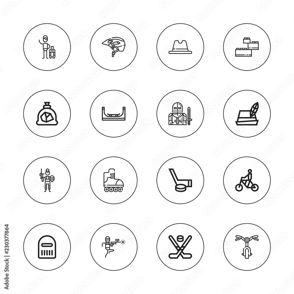 Collection of 16 outline helmet icons Collection of 16 outline helmet icons