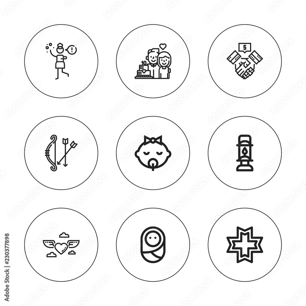 Fototapeta premium Collection of 9 outline greeting icons