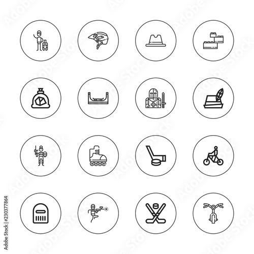 Collection of 16 outline helmet icons