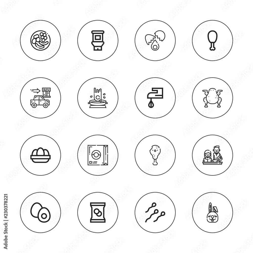 Collection of 16 outline egg icons Collection of 16 outline egg icons