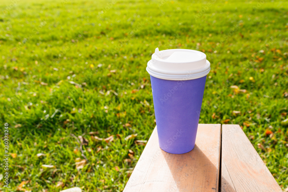 glass of coffee in the autumn park glass of coffee in the autumn park