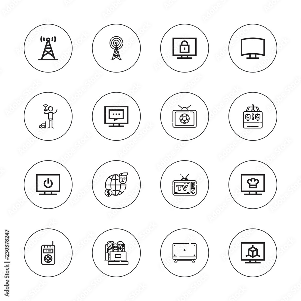 Collection of 16 outline channel icons Collection of 16 outline channel icons