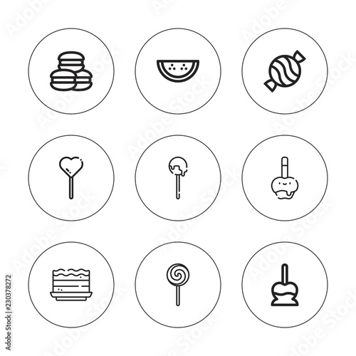 Collection of 9 outline caramel icons