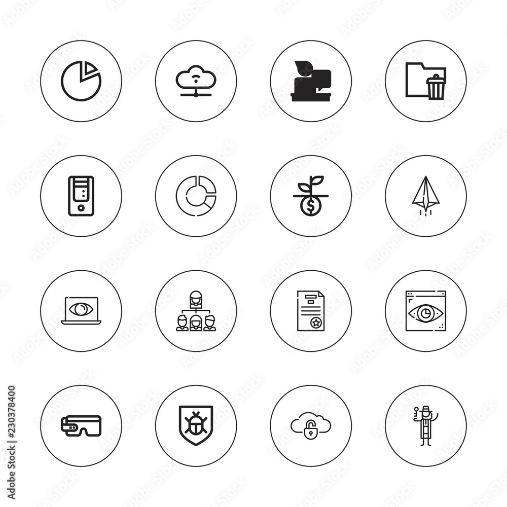 Collection of 16 outline data icons Collection of 16 outline data icons