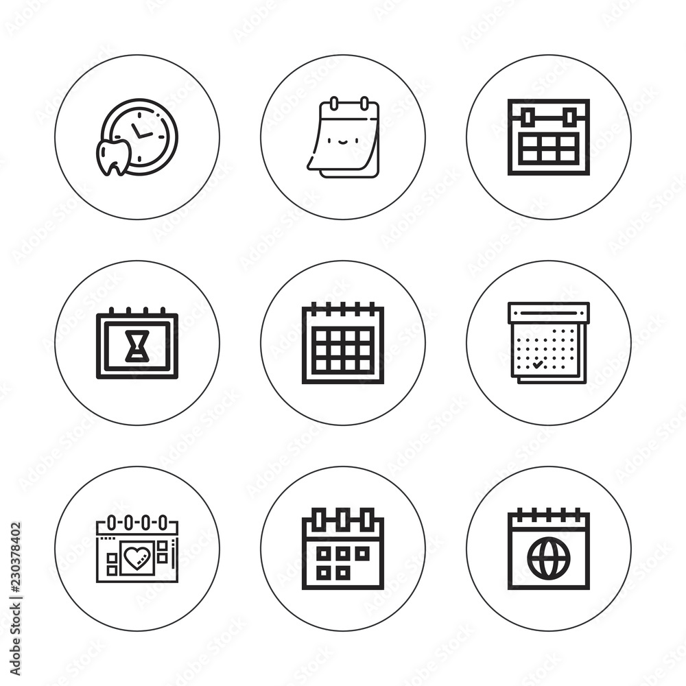 Collection of 9 outline agenda icons Collection of 9 outline agenda icons