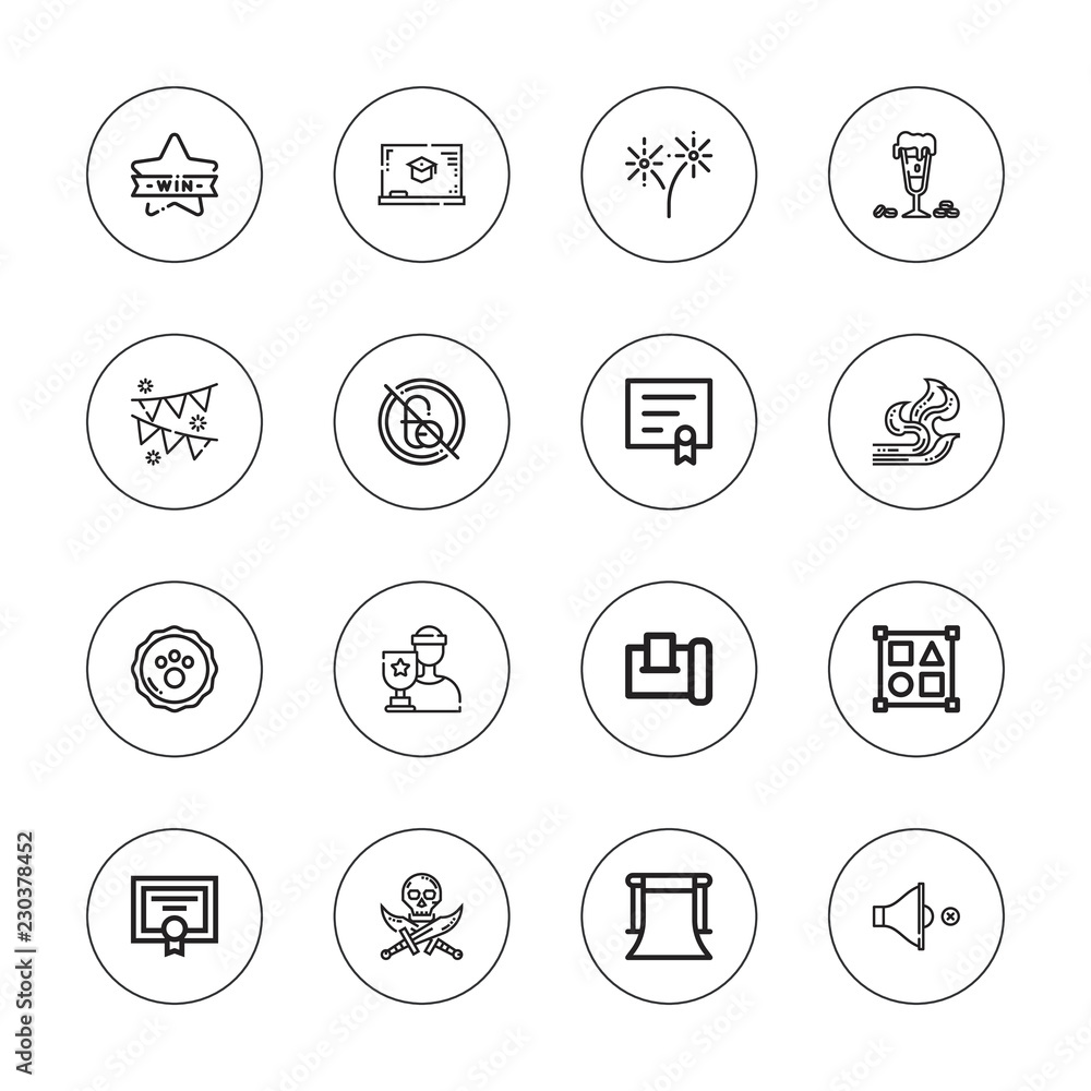 Collection of 16 outline banner icons Collection of 16 outline banner icons