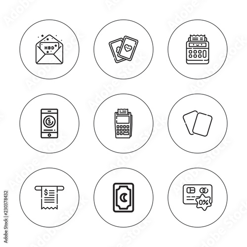 Collection of 9 outline paying icons