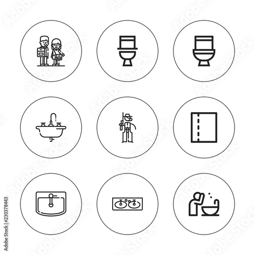 Collection of 9 outline wc icons