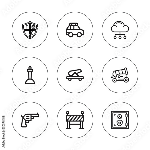 Collection of 9 outline security icons