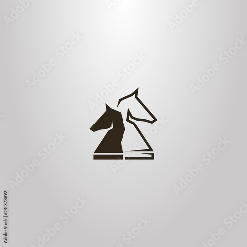 black and white simple vector sign of two chess knight pieces