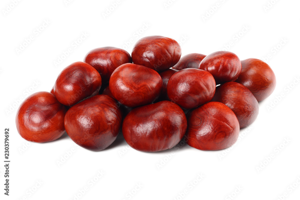 chestnuts isolated on white background. Healthy background. chestnuts isolated on white background. Healthy background.