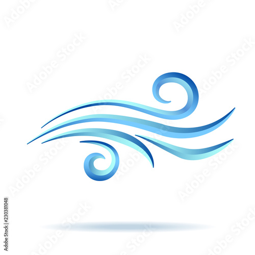 Wave symbol illustration isolated on white. Vector