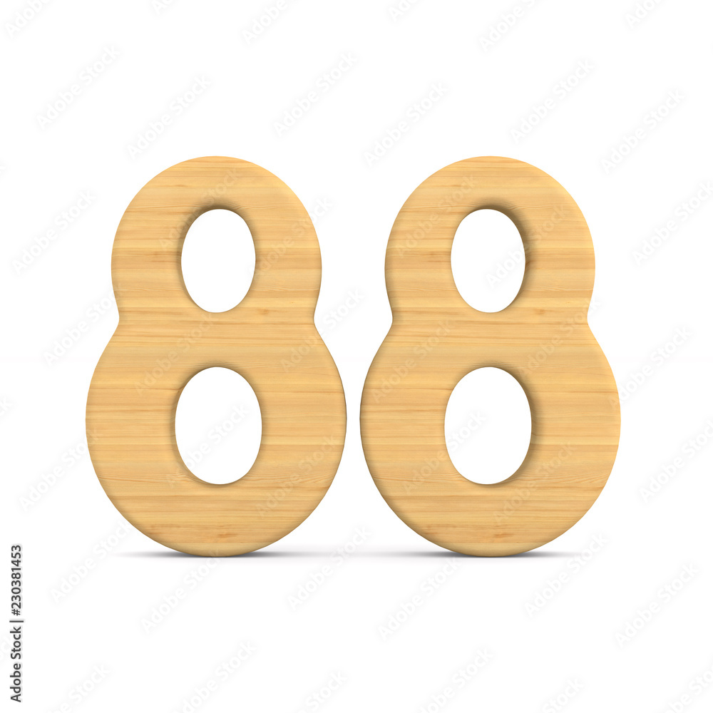 Number eighty eight on white background. Isolated 3D illustration Number eighty eight on white background. Isolated 3D illustration