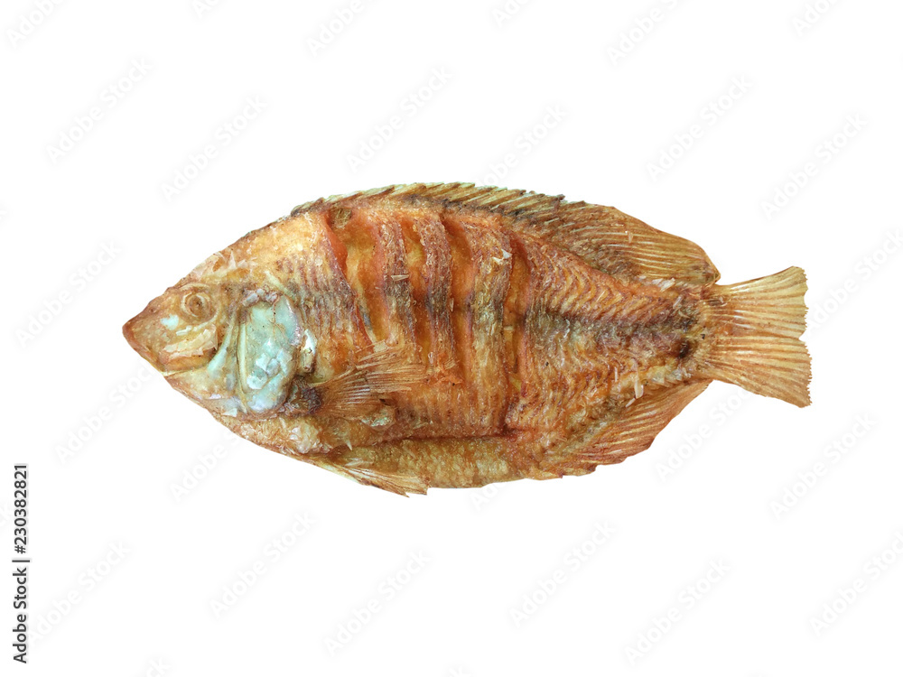fried fish isolated in white background