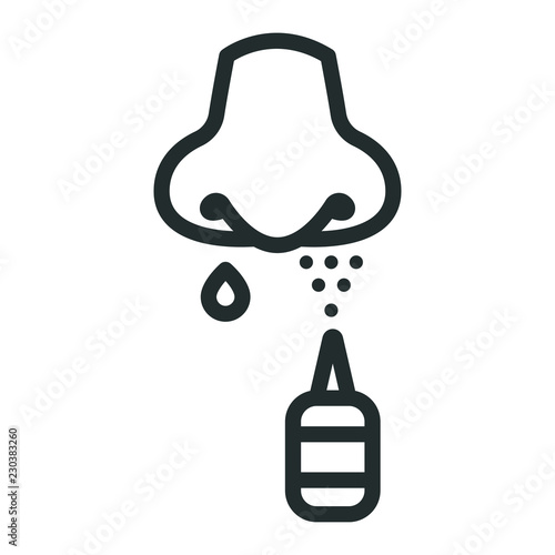 Nasal Nose Spray Runny Nose Flat Line Stroke Icon Pictogram