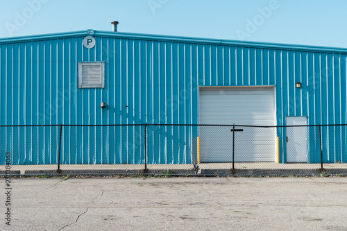 Blue warehouse / storage unit, closed or abandoned
