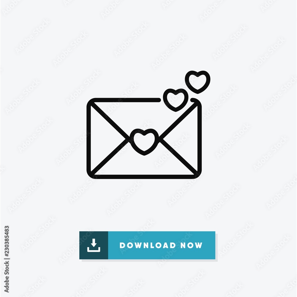 Love envelope valentines day vector icon Love envelope valentines day vector icon