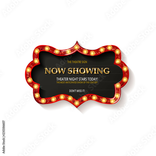 Retro cinema bulb sign shape