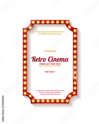 Retro cinema bulb sign shape