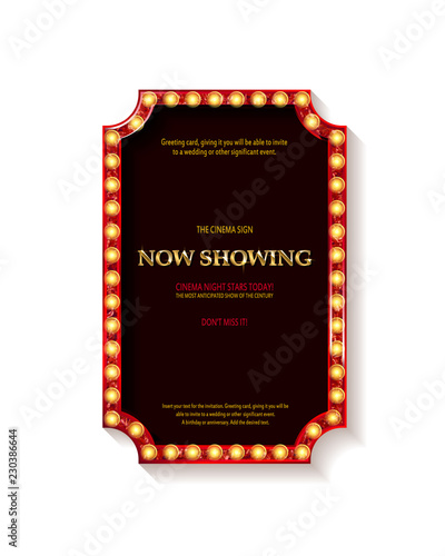 Retro cinema bulb sign shape