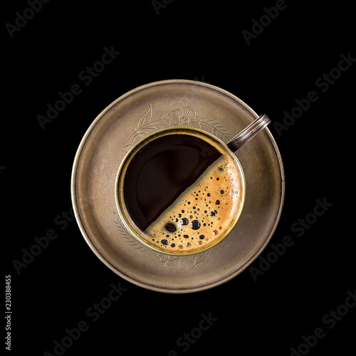Coffee and beans on a dark slate © mars58