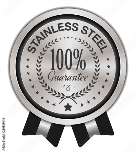 Stainless Steel. Metallic Badge with Ribbons.