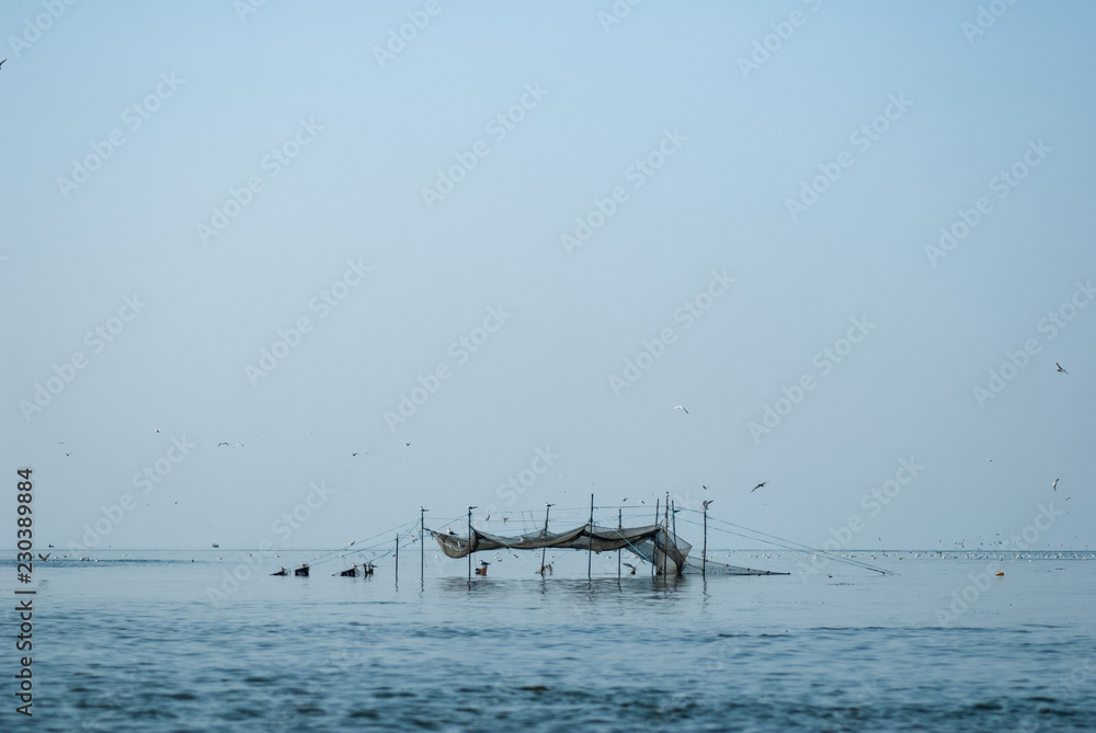 Fishing nets in the form of a spiral, a trap for fish, the concept of poachers, Fishing nets in the form of a spiral, a trap for fish, the concept of poachers,