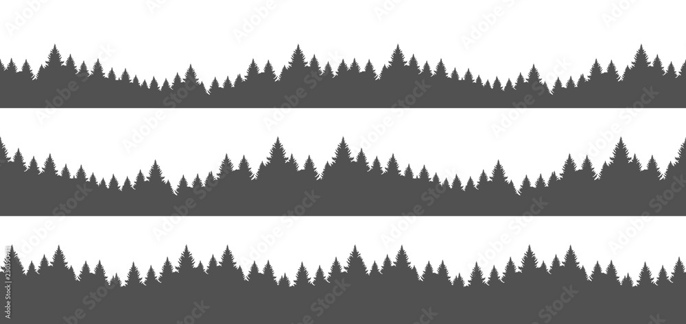 Vector illustration: Set of three seamless pine forest. Christmas banner template