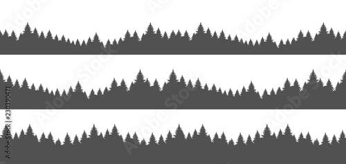 Vector illustration: Set of three seamless pine forest. Christmas banner template