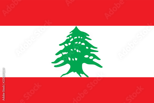 Vector flag of the Lebanese Republic. Proportion 2:3. The national flag of Lebanon. photo