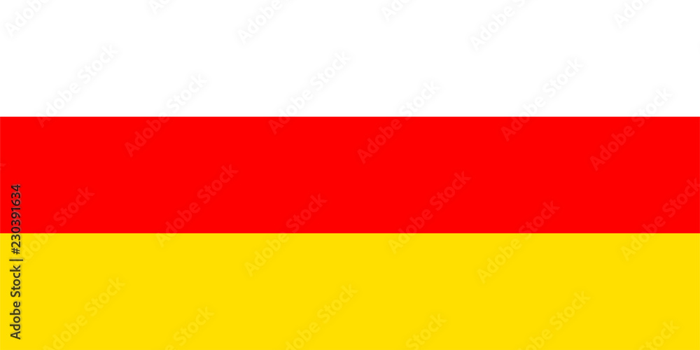 Vector flag of the Republic of South Ossetia - the State of Alania. Proportion 1:2. The national flag of South Ossetia. The tricolor flag.