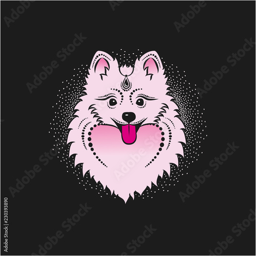 Vector image of a yellow dog. Pomeranian dog head