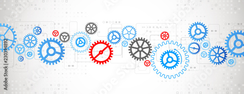 Abstract technological background with various cogwheels. Vector illustration.
