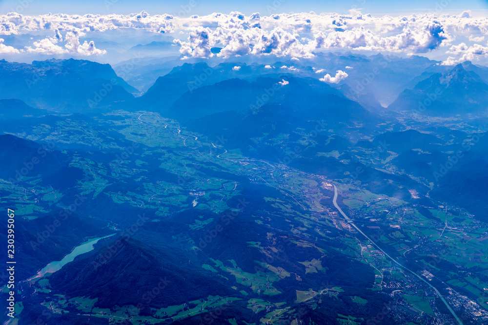 Landscape with clouds seen from the plane