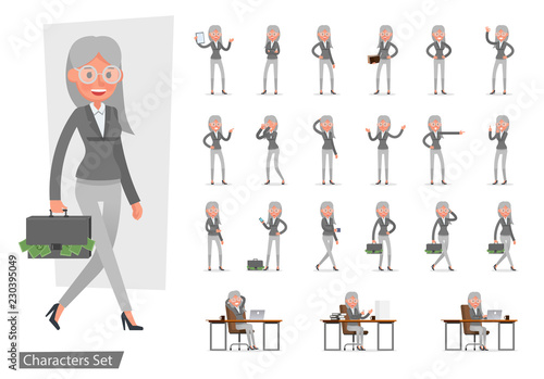 set of Business Woman showing different gestures character vector design. no2
