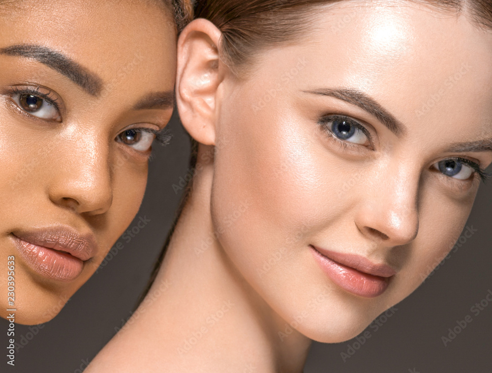Different ethnicity women beauty skin portrait, ethnic woman beautiful healthy skin face Different ethnicity women beauty skin portrait, ethnic woman beautiful healthy skin face