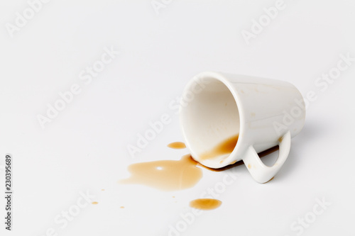 contaminated spilled coffee on the table