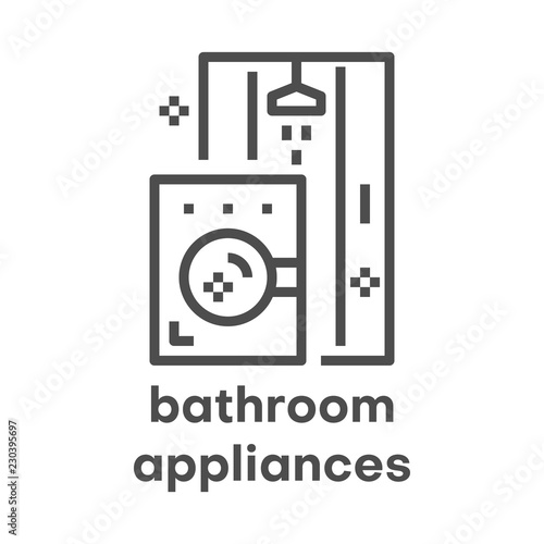 Simple modern line icon. Plumbing sign. Vector illustration. Bathroom appliances symbol.