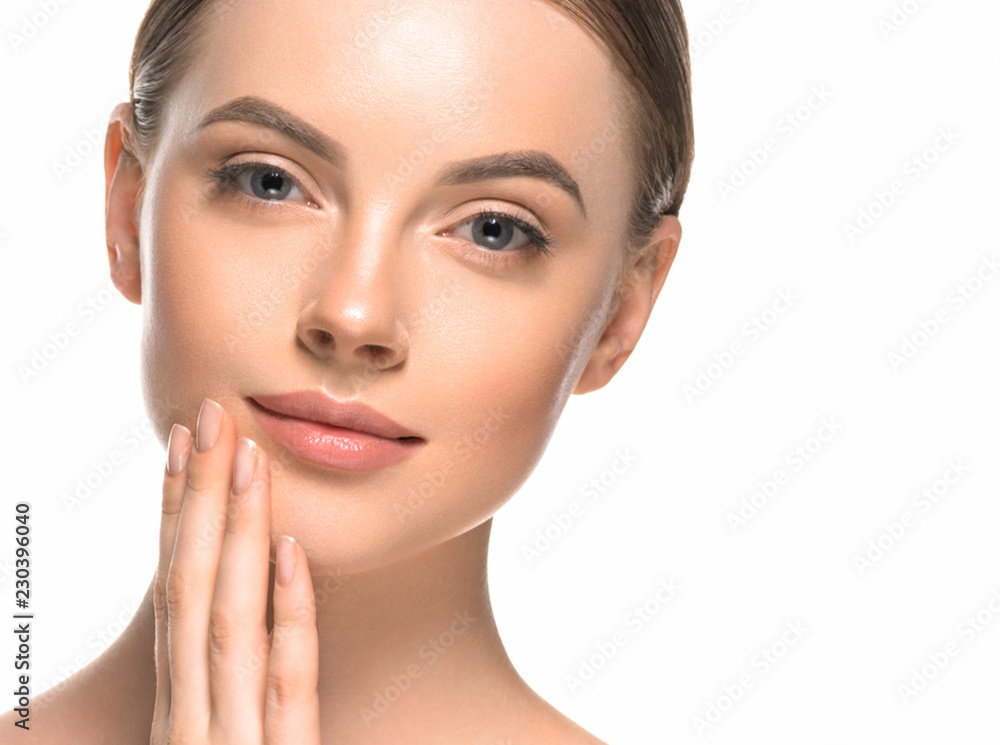 Beauty healthy skin closeup face woman natural makeup eyes and lips Beauty healthy skin closeup face woman natural makeup eyes and lips
