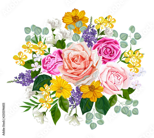 Flowers bouquet on white background