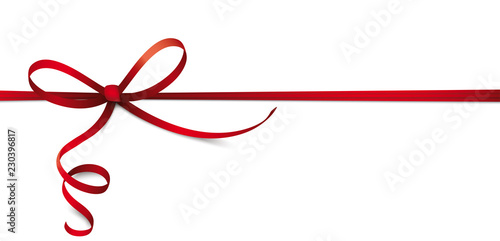 Card Red Thin Ribbon Bow Header