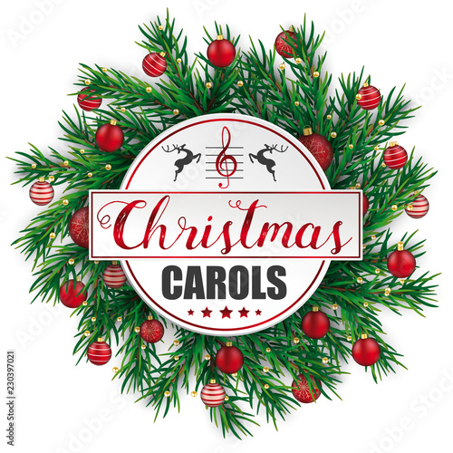 Christmas Carlos Music Notes Green Twigs Red Baubles